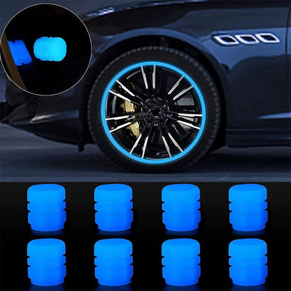 Glow-in-the-Dark Car Tire Valve Cap Set - Durable, Easy-to-Install