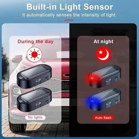💥Solar Powered Fake Car Alarm Light, Auto Light Sensor LED Simulated Security Warning Flashing Light