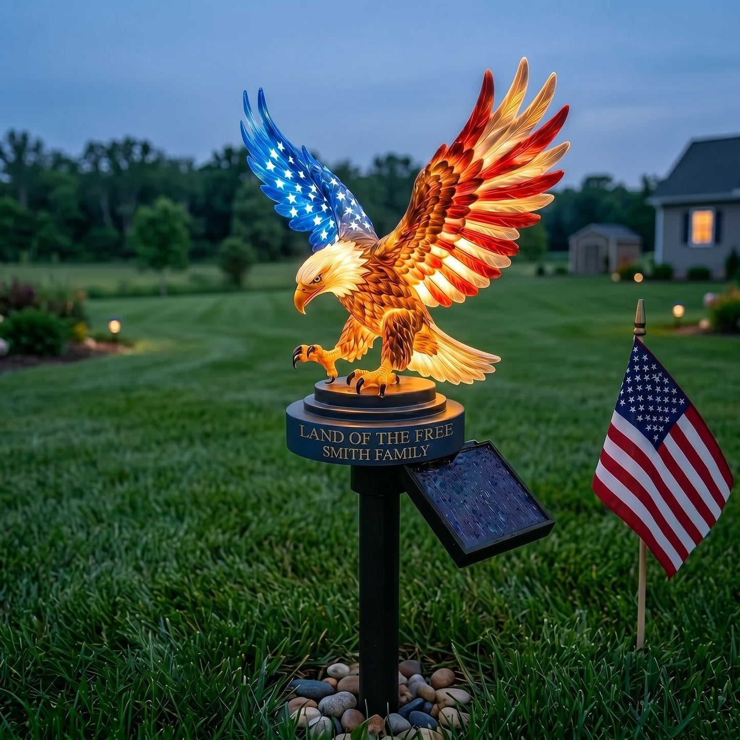 🦅Solar Eagle Garden Light – A Glowing Tribute to American Freedom