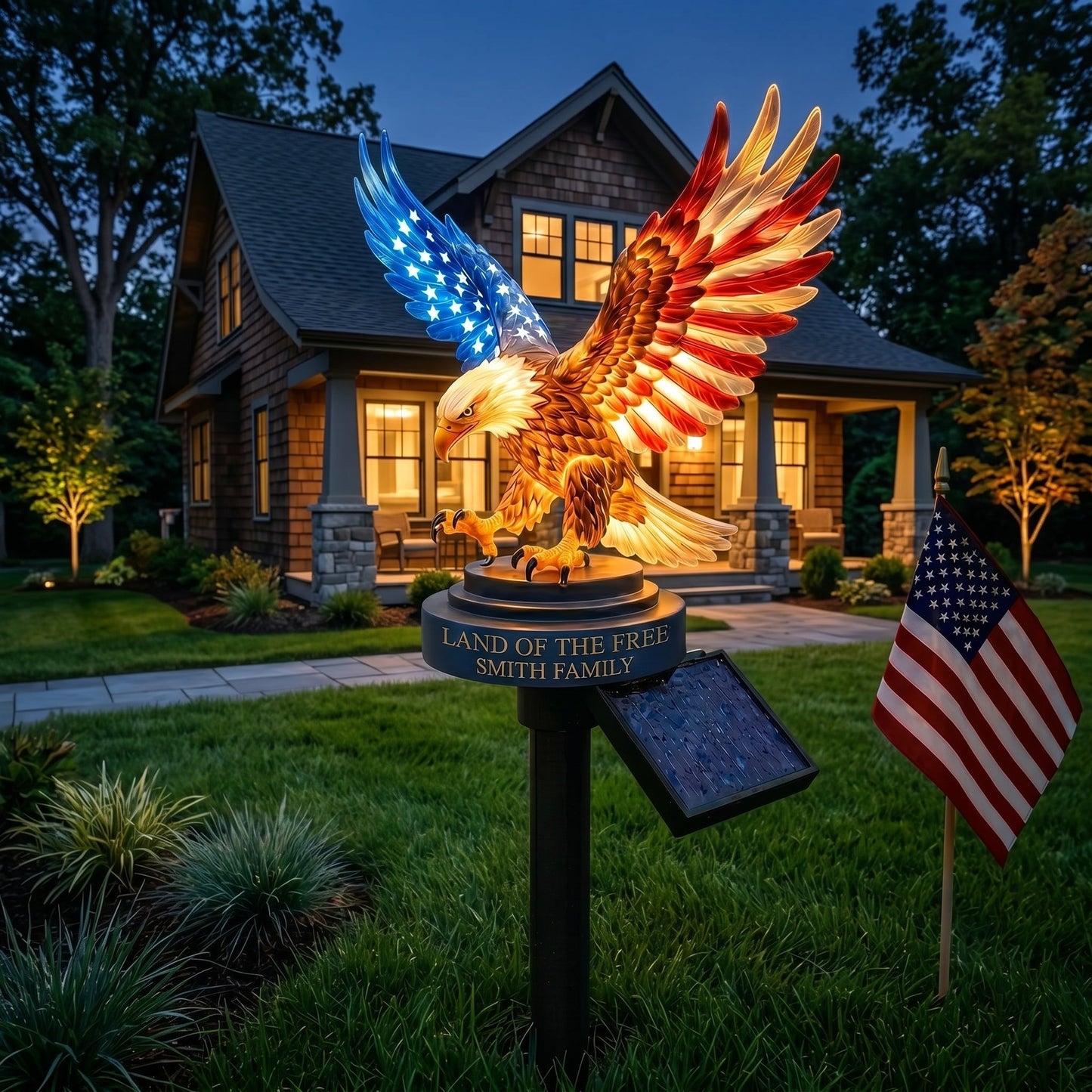 🦅Solar Eagle Garden Light – A Glowing Tribute to American Freedom
