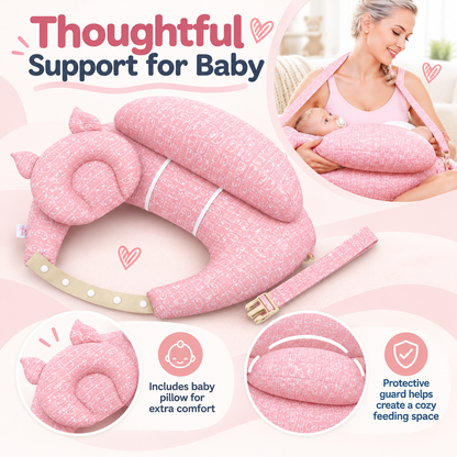 👶 Ergonomic Nursing Pillow 🍼 Hands-Free Feeding Cushion with Adjustable Strap & Baby Pillow
