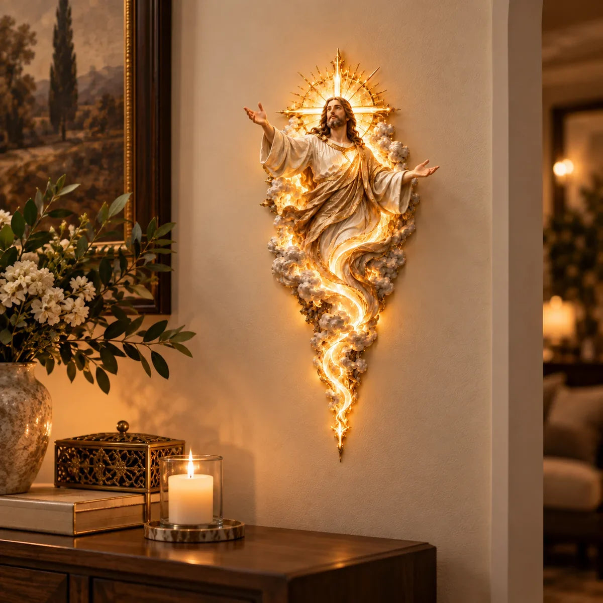 ✝️ Light of the World Jesus Wall Sculpture – A Radiant Symbol of Faith for the Home