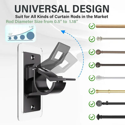 No-Drill Curtain Rod Brackets – Easy Peel & Stick, 4-Pack