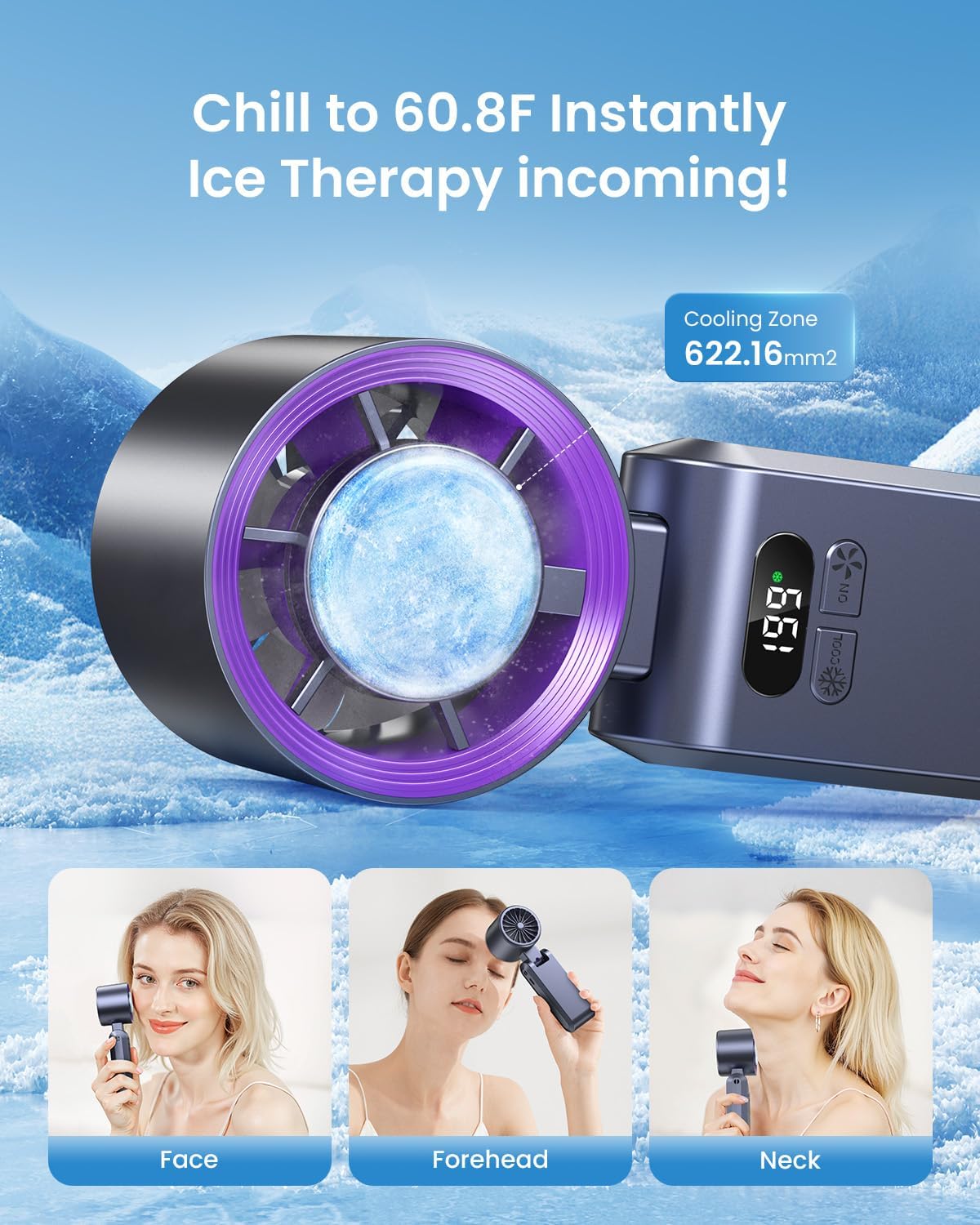 🥶 Beat the Heat Anywhere – Portable Ice Cooling Fan with Turbo Airflow