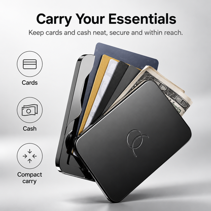 🧲 Magnetic Slim Metal Wallet ⚡ Quick Card Access & MagSafe Snap-On Card Holder