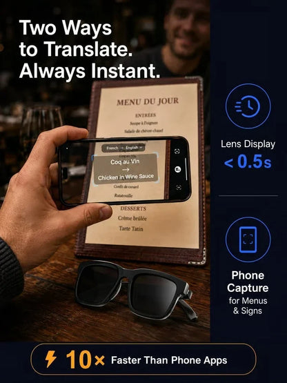 AI-powered smart translation Bluetooth glasses