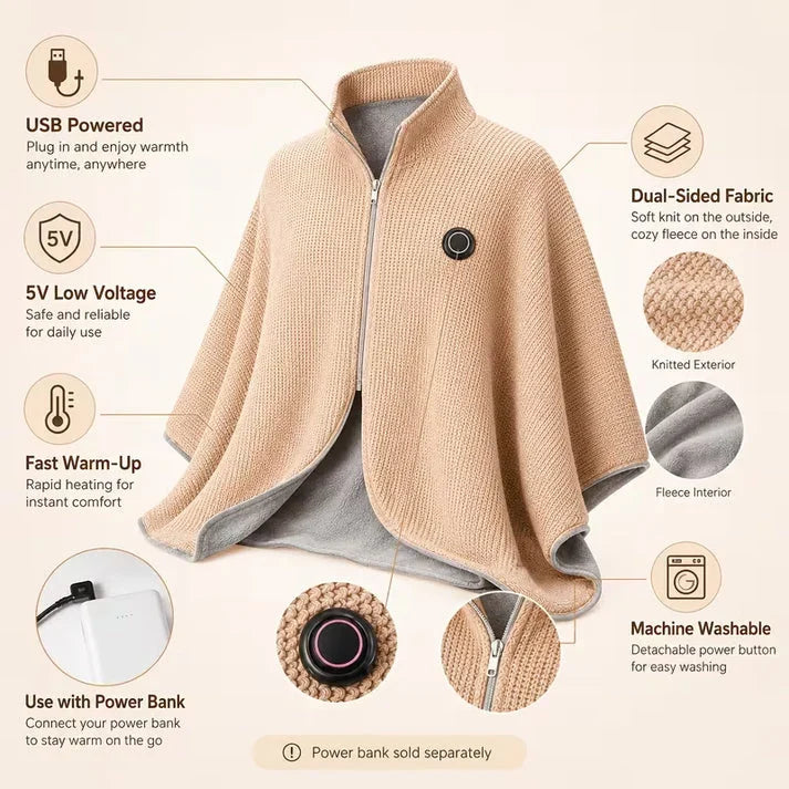 ✨ 50% OFF ENDS TODAY! 🔥 Cozy Heated Wearable Shawl
