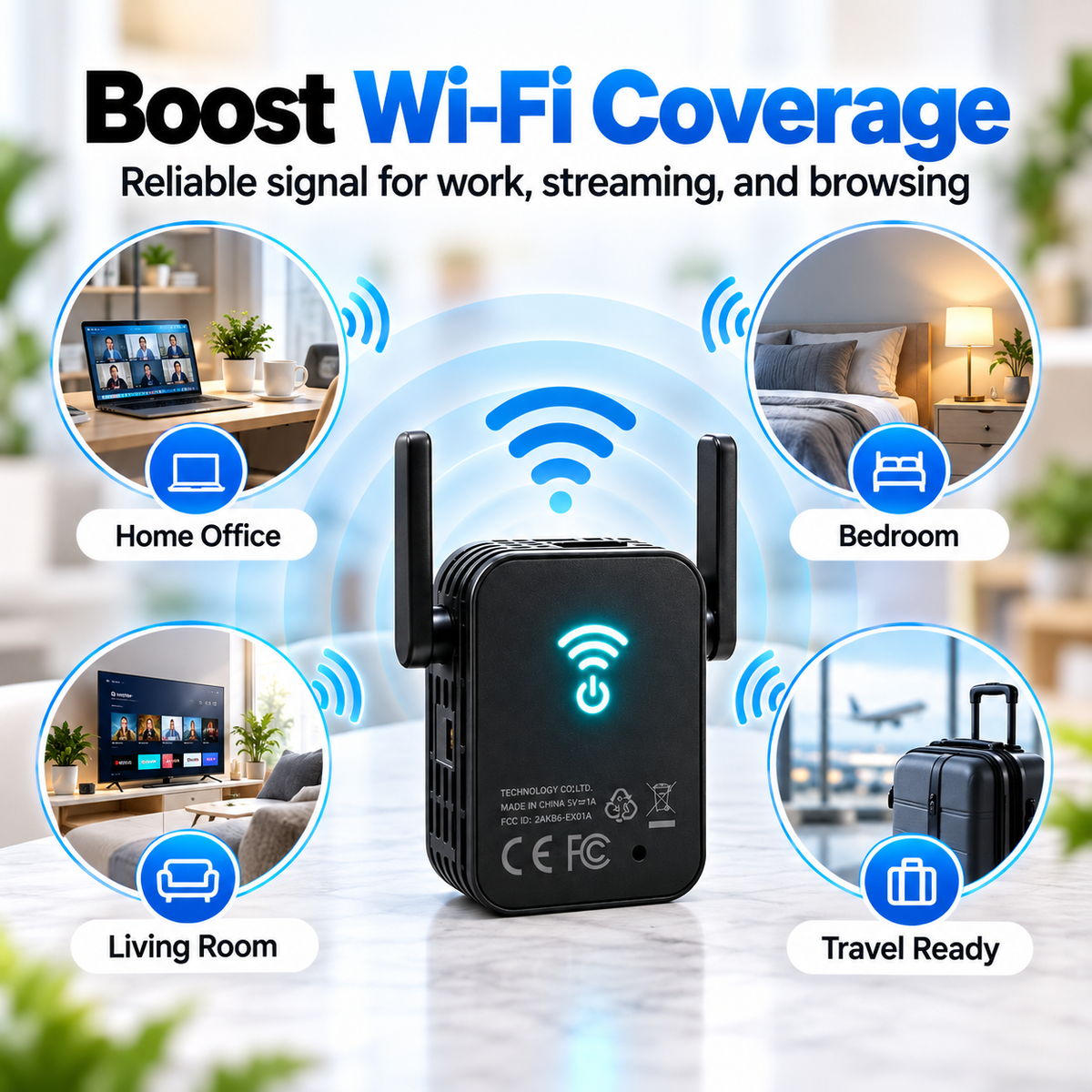 📶 Mini Wi-Fi Extender ⚡ Dual Antenna Signal Booster for Home & Office Dead Zones