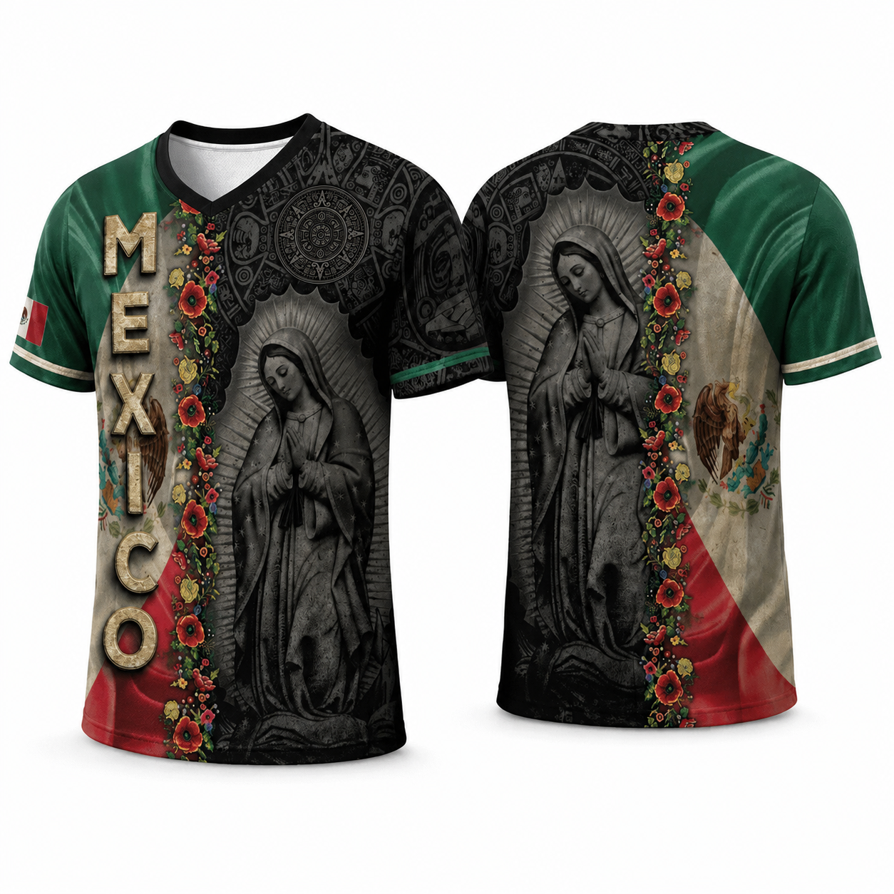 🇲🇽✨ MEN'S MEXICO OUR LADY OF GUADALUPE V-NECK SHIRT