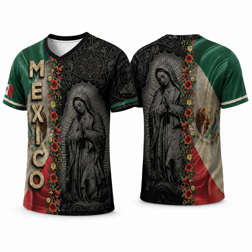 🇲🇽✨ MEN'S MEXICO OUR LADY OF GUADALUPE V-NECK SHIRT