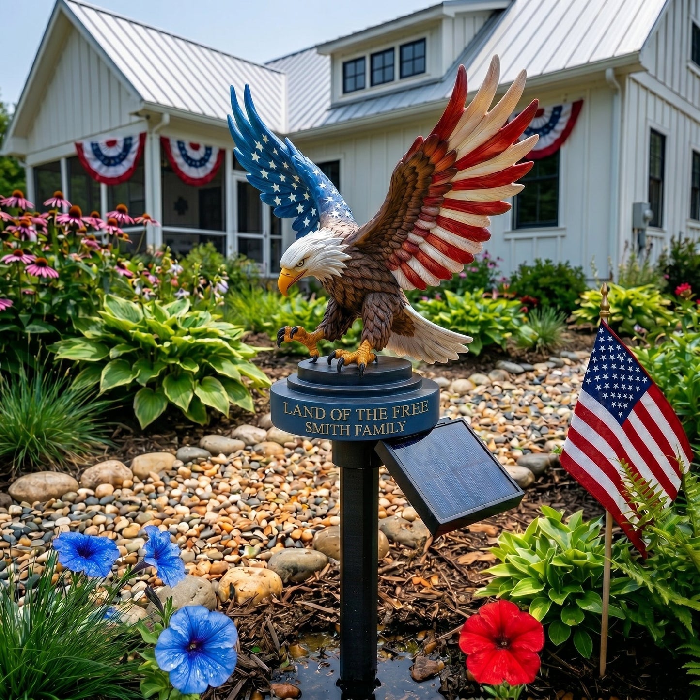 🦅Solar Eagle Garden Light – A Glowing Tribute to American Freedom