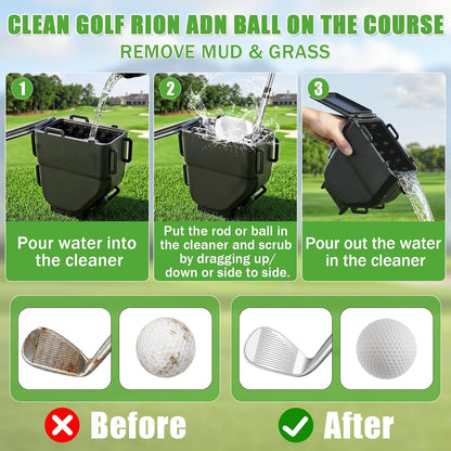 Golf Cart Ball Washer & Club Cleaner with Straps - No Drill
