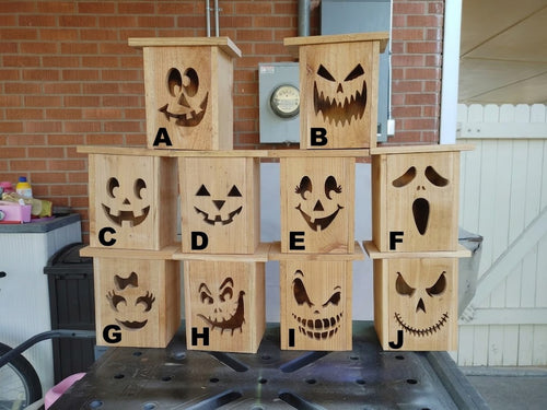 Handmade Wooden Jack-O'-Lantern | Rustic Halloween Lantern