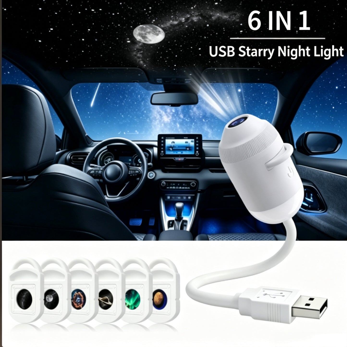 💡🌃2-in-1 Galaxy Star Projector USB Night Light for Indoor Decor