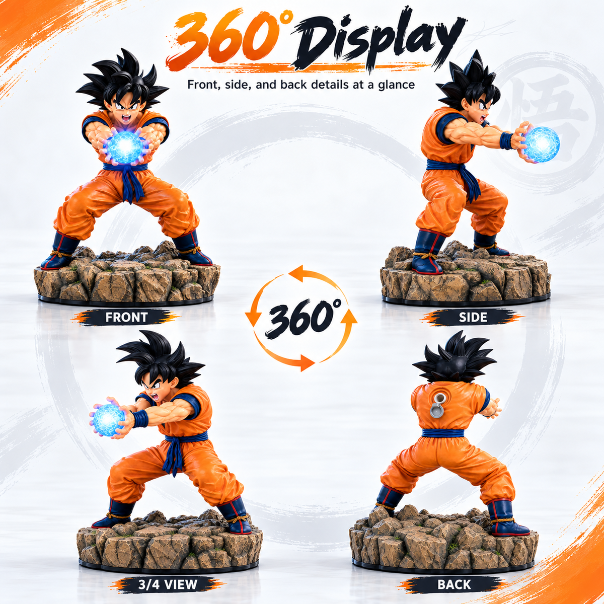 ⚡ Epic Energy Battle Figure – Dynamic Collectible Statue with Glowing Power Effect & Rocky Display Base