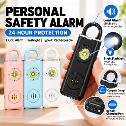 🚨 130dB Personal Safety Alarm 🔦 Rechargeable LED Emergency Alarm Keychain