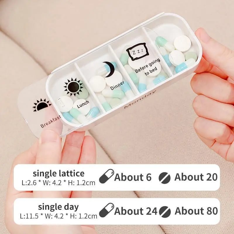 7-day Pill Storage Box, 1 Count Portable Large Capacity Pill Organizer, Daily Pill Storage Box
