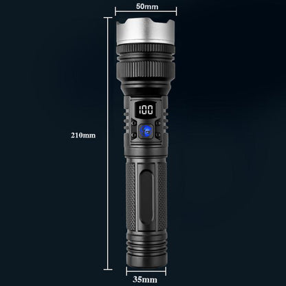 Waterproof Rechargeable Digital Display 2-in-1 Strong Light Flashlight