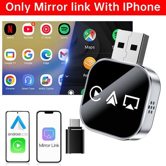 🔥2026 Upgrade 3 in 1 Wireless Carplay Mirror Link Adapter Instant Wired to Wireless Conversion Plug & PlayMini Stable Design for Wired Carplay,AirPlay