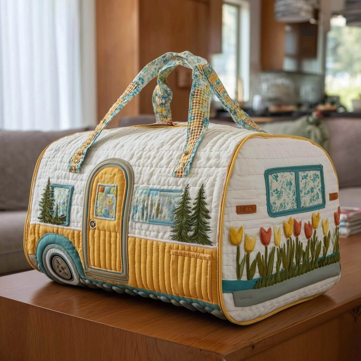 🔥LAST DAY 49% OFF✨🏕️ Vintage Camper Quilted Duffle Bag | Whimsical Retro Travel Companion