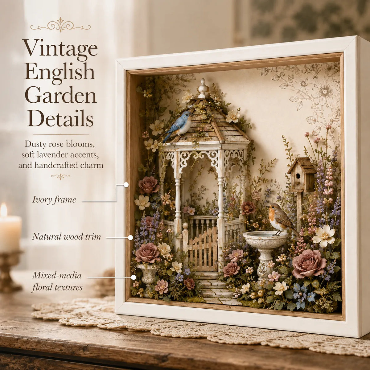🌷DIY English Cottage Garden Shadow Box Kit  Flat acrylic version