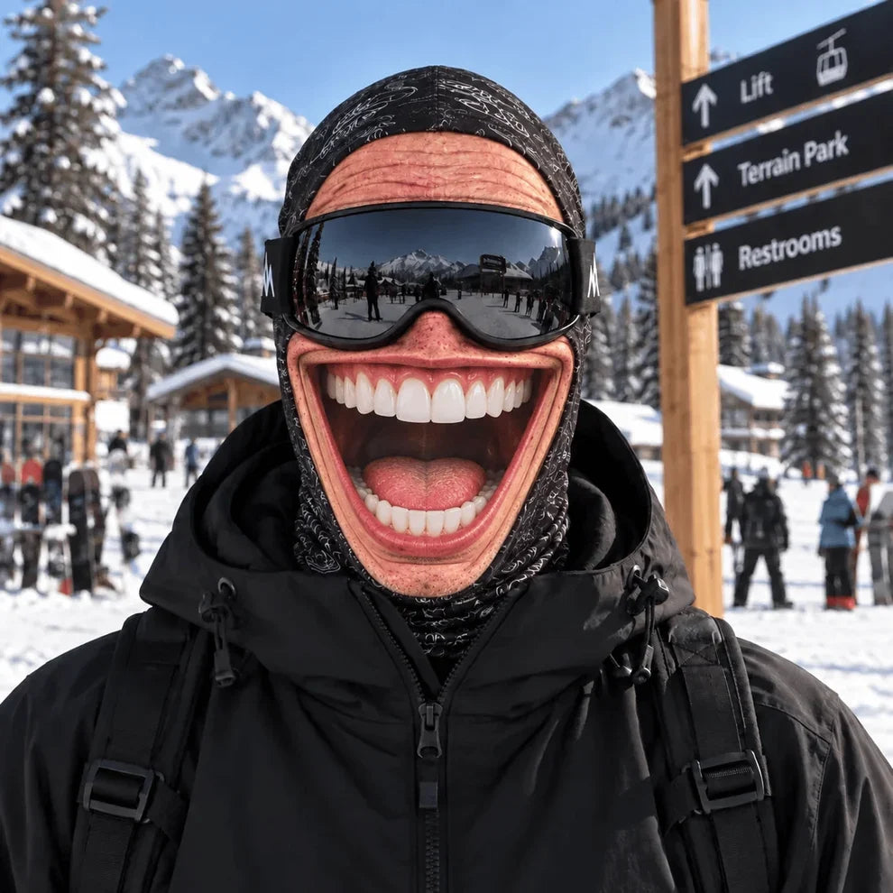 Realistic Face Balaclava – Funny Ski & Snowboard Mask for Cold Weather Adventures, Unisex Adult One Size (21-24') ⛷️