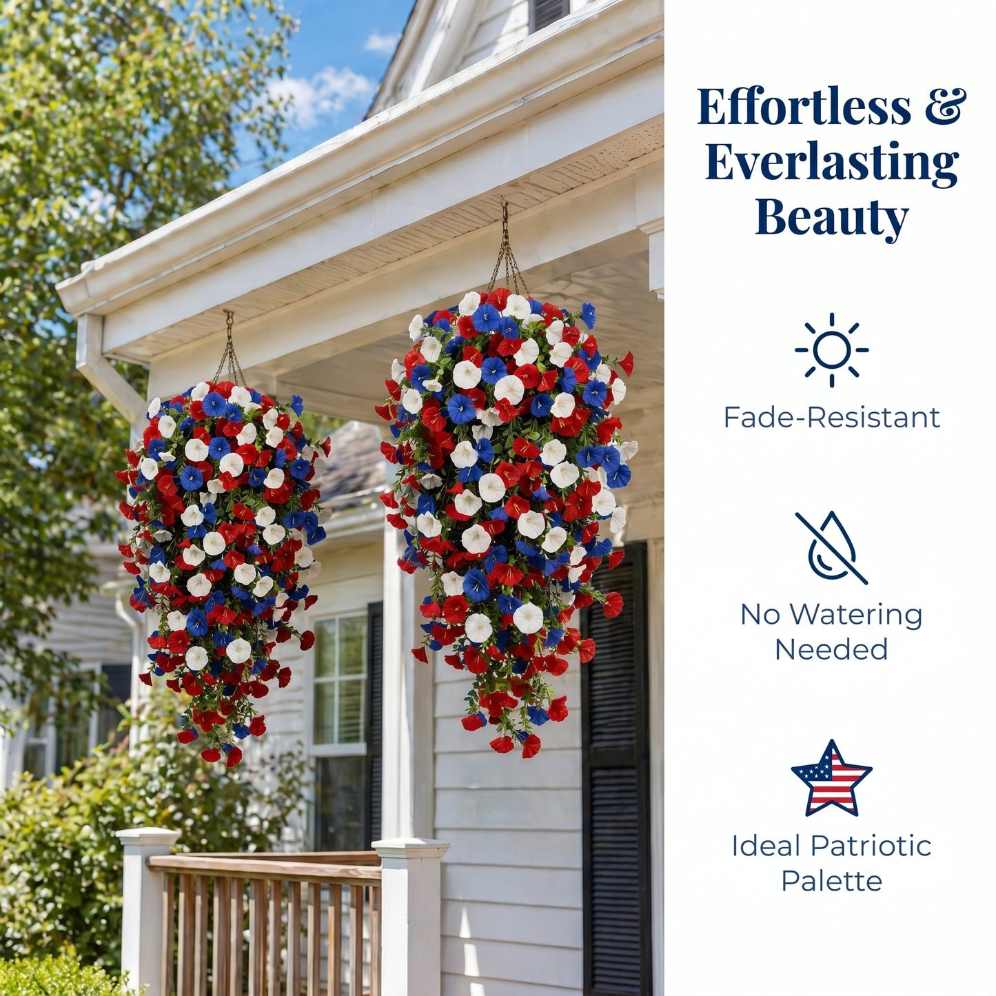 Red, White & Blue Artificial Morning Glory Hanging Vines