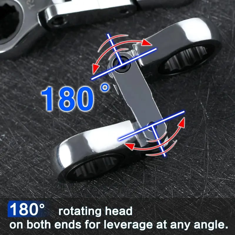 💯🛠️ 5-Piece Stubby Flex Head Ratchet Wrench Set | 72-Tooth Metric Mechanic Tools