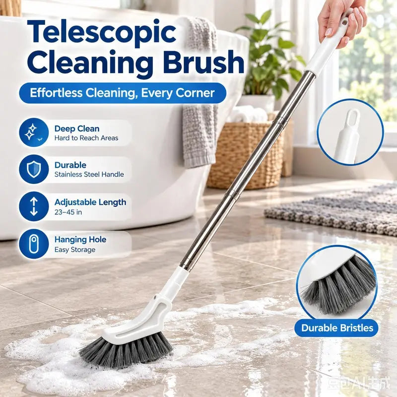 Adjustable Length Stainless Steel Telescopic Long Handle Crevice Cleaning Brush