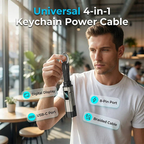 🔥HOT SALE 49% OFF🔥4-in-1 Digital Display Keychain Charging Cable