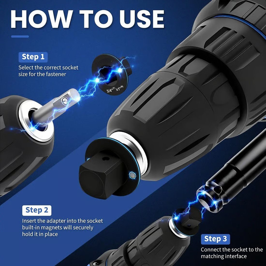 Magnetic Socket Adapter Kit | 4-Piece Low Profile CR-MO Impact Adapter Set