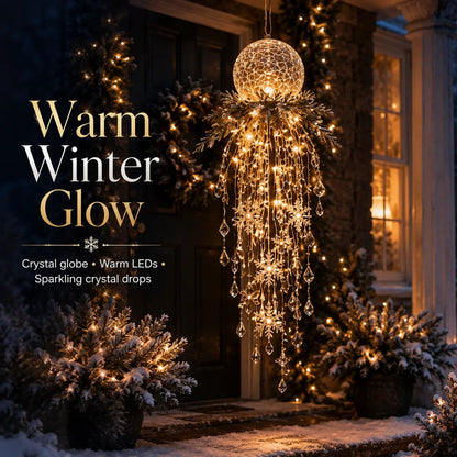 Crystal Cascade Christmas Light™ – Hängande LED-dekoration för verandan: snöflingor och kristaller ✨❄️