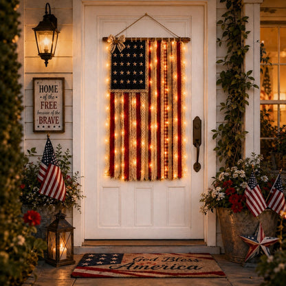 Lighted Patriotic Wall Hanging Banne