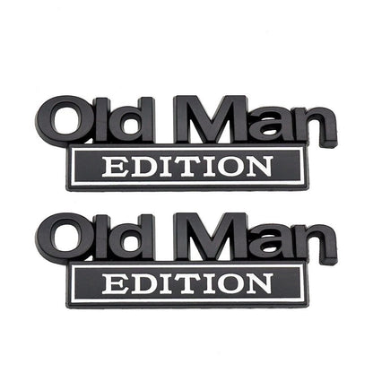 3D Old Man Metal Car Emblem 🚗🧓 – Black & White, Fits Rear, Side, Hood & Door