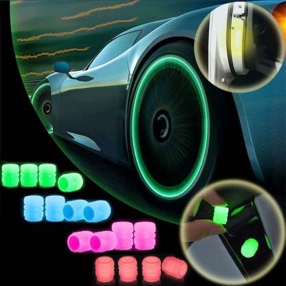 Glow-in-the-Dark Car Tire Valve Cap Set - Durable, Easy-to-Install