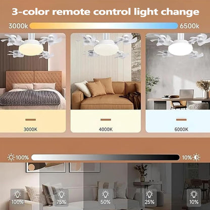 2-in-1 Socket Fan Light – 3-Color Dimmable LED Ceiling Fan with Remote