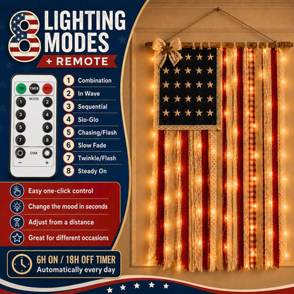 Lighted Patriotic Wall Hanging Banne