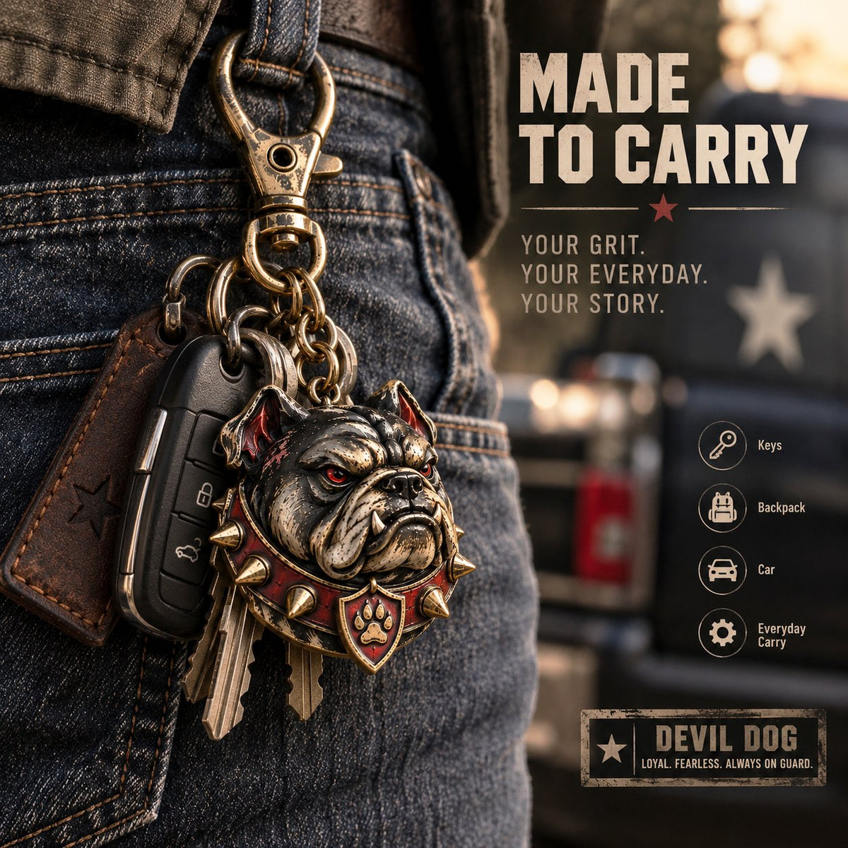  🐶 Devil Dog Guardian Metal Keepsake Keychain