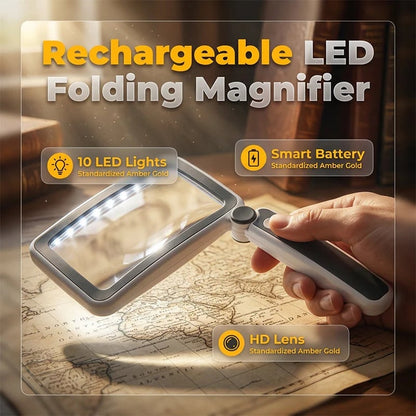 Folding Handheld MagnifyingGlass with Light for Reading