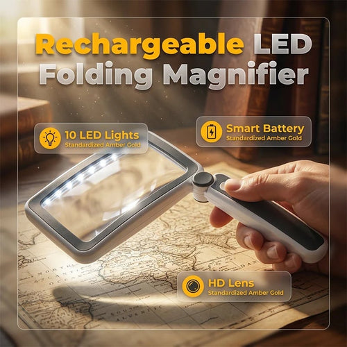 Folding Handheld MagnifyingGlass with Light for Reading
