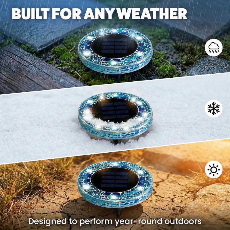 🚀Gift for Father's Day✨Solar Outdoor Mosaic Disc Lights (4-Pack)