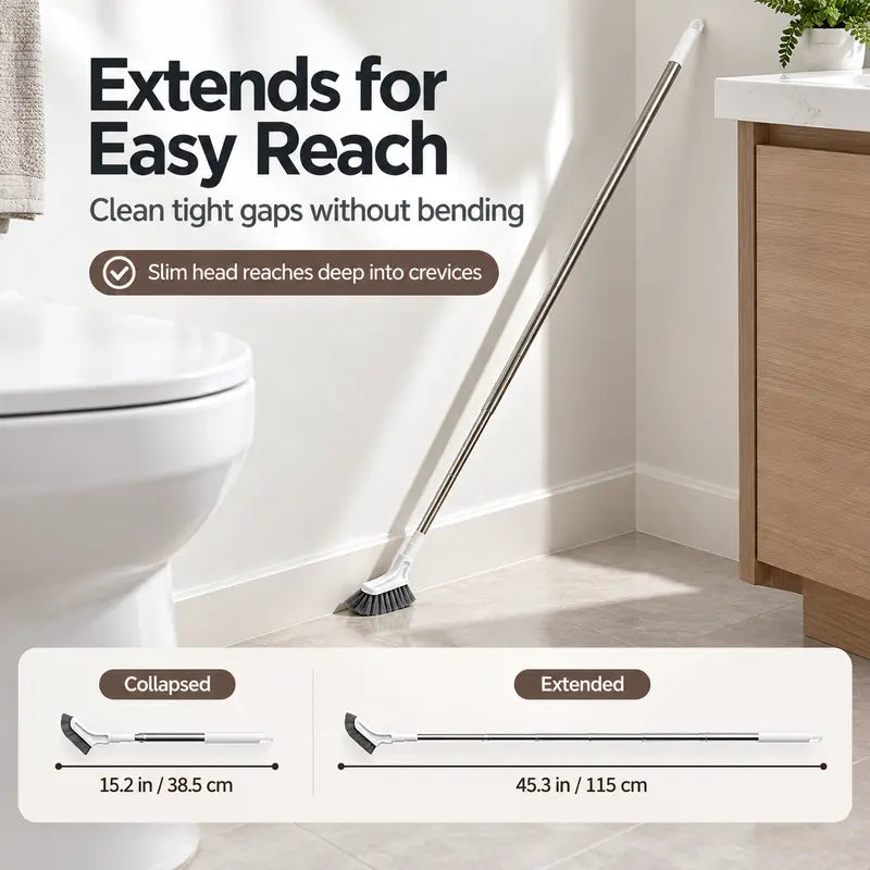 Adjustable Length Stainless Steel Telescopic Long Handle Crevice Cleaning Brush