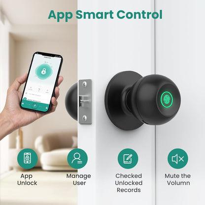 Fingerprint Smart Lock,Keyless Entry Door Lock,Count Smart Door Knob with APP