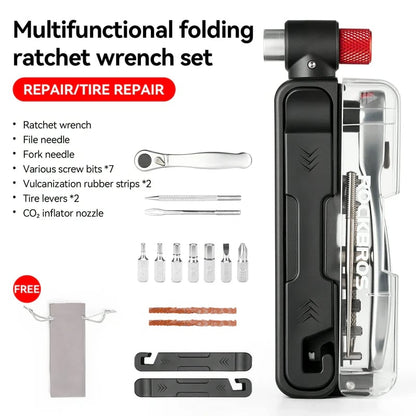 Multifunctional Mini Ratchet 15 In 1 Bike Repair Tool Kit for Cycling Emergencies