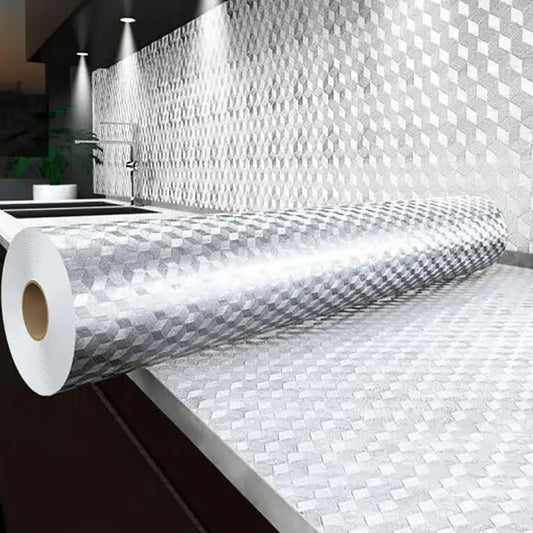 Stainless Steel Kitchen Oil-Proof Adhesive Wallpaper Roll