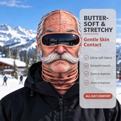 Realistic Face Balaclava – Funny Ski & Snowboard Mask for Cold Weather Adventures, Unisex Adult One Size (21-24') ⛷️