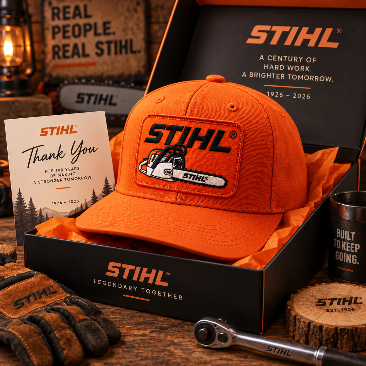 STIHL Vintage Chainsaw Patch Flat Bill Cap