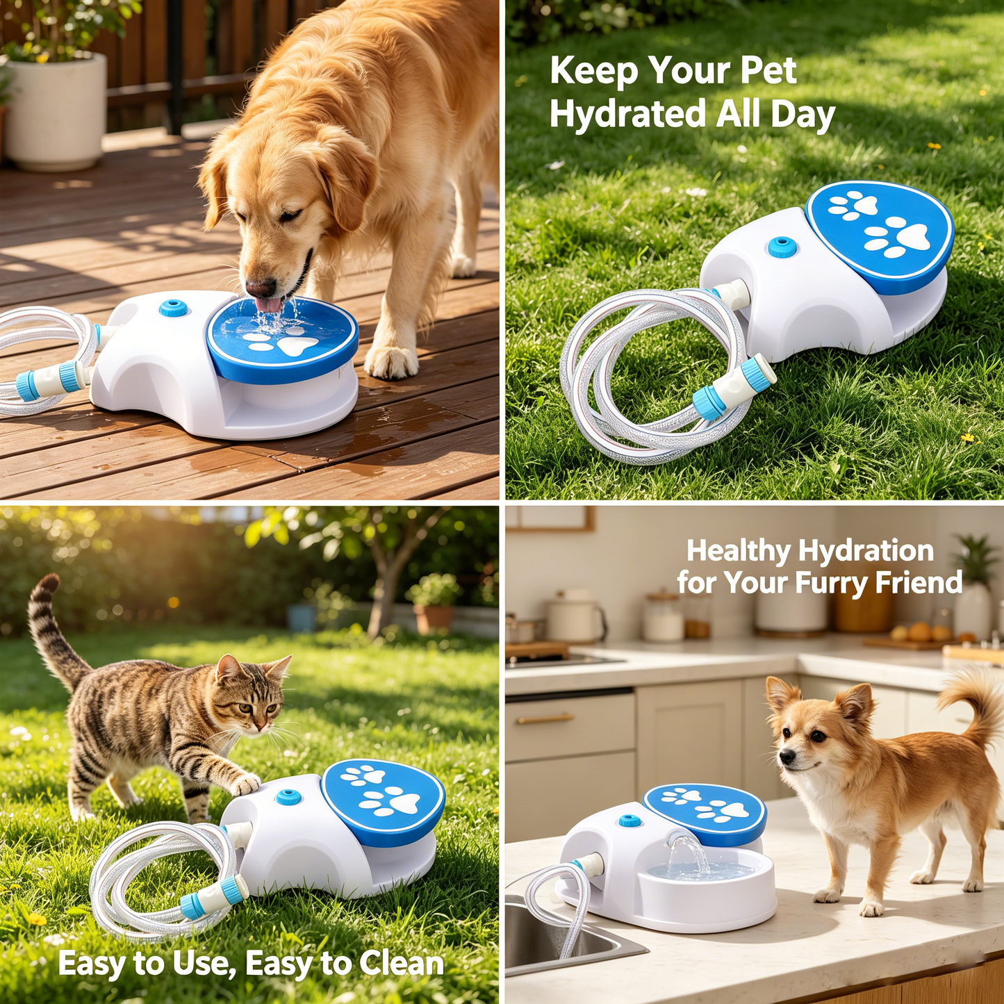 Outdoor Dog Water Fountain, Step On Foot Activated Dog Water Dispenser