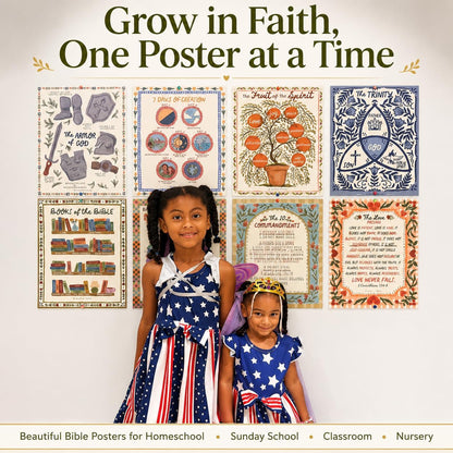 Bible Posters, 15pc, Hand Drawn, 14x11 inch, Laminated