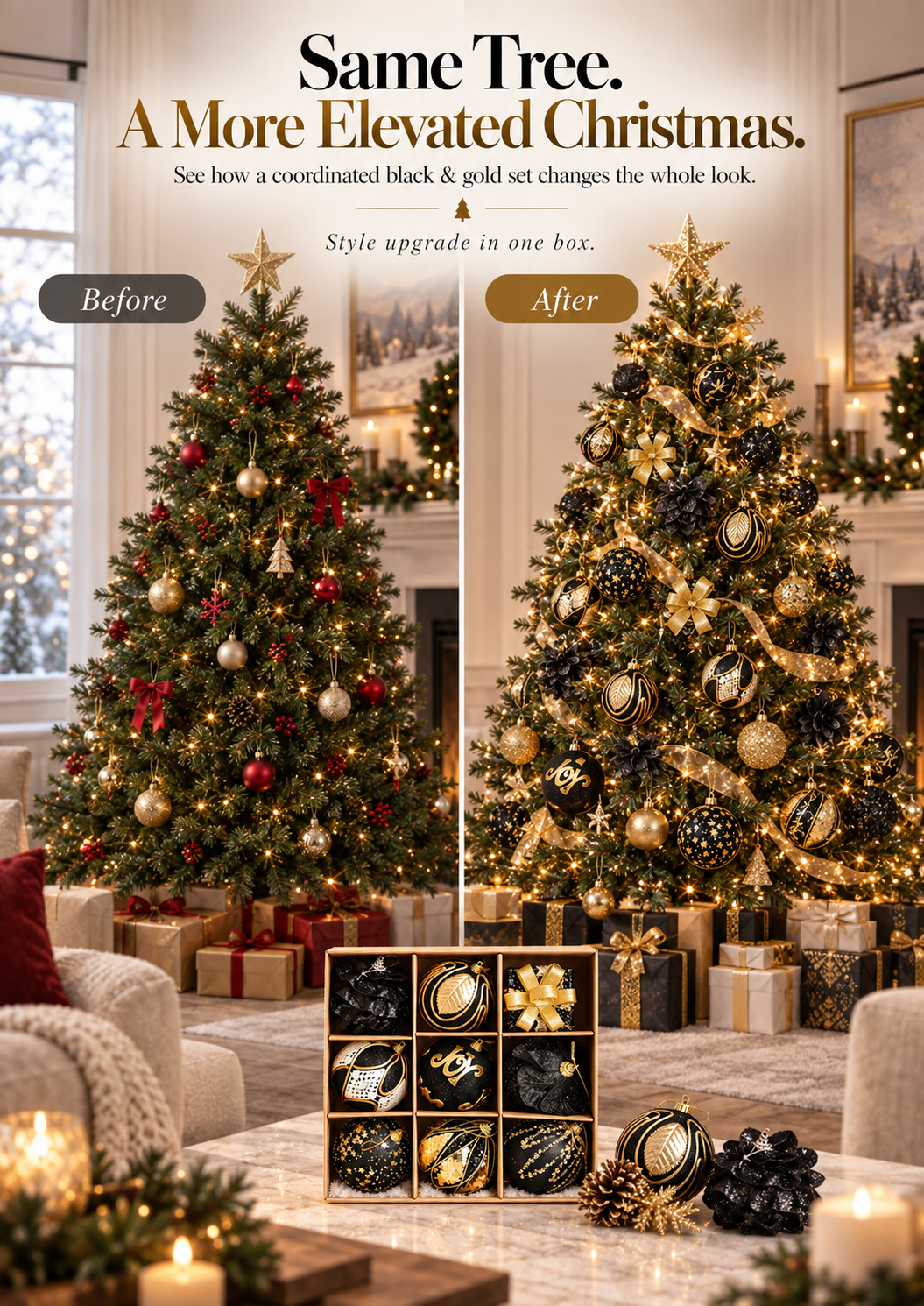 🖤✨ The Black & Gold Christmas Edit – 9 Statement Ornaments | 42% Off